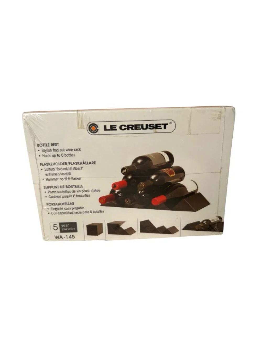 NEW Le Creuset Fold Out Wine Rack Bottle Rest WA-145 Holds Up To 6 Bottles